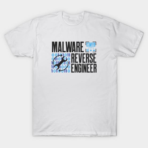 Cybersecurity Malware Reverse Engineer Icons Blue T-Shirt by FSEstyle